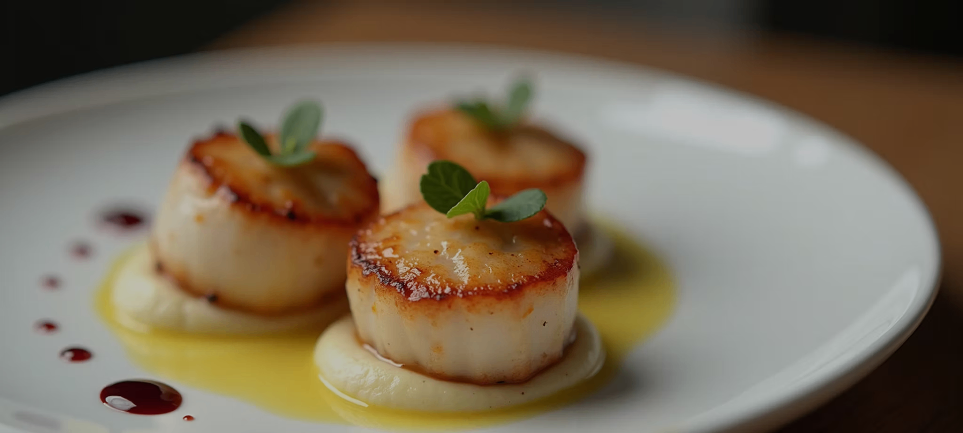 Hokkaido Scallop Crudo — Yuzu kosho, smoked dashi gelée